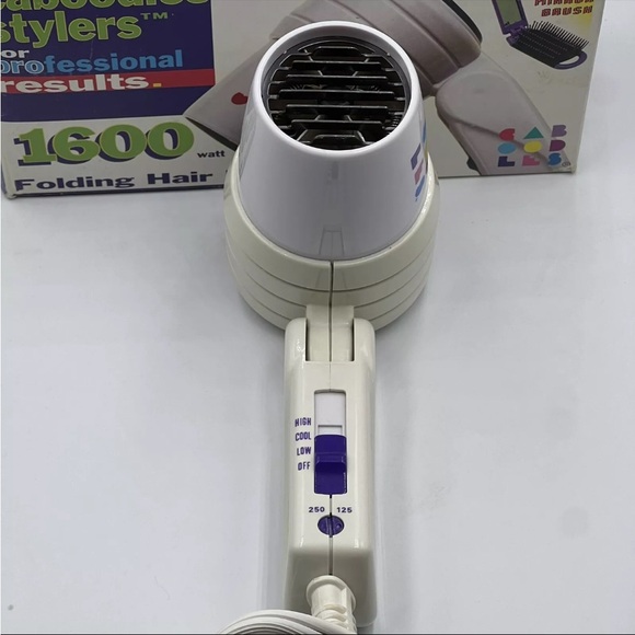 Vintage Caboodles Folding Hair Dryer With Box C-181 Mini Travel Dual Volt Tested - Picture 5 of 9
